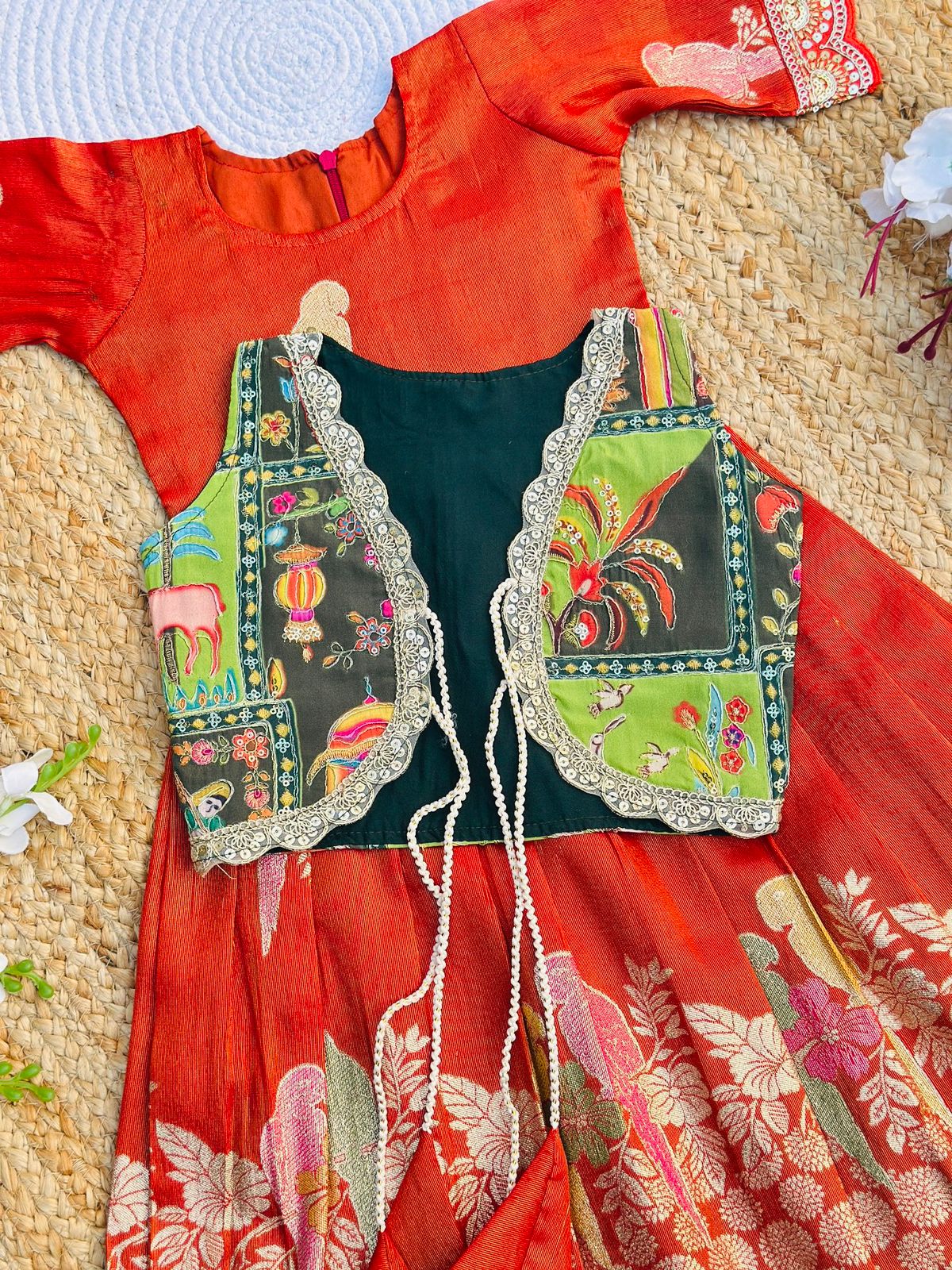 Elegant Dola Silk Fabric Coti Gown for Girls