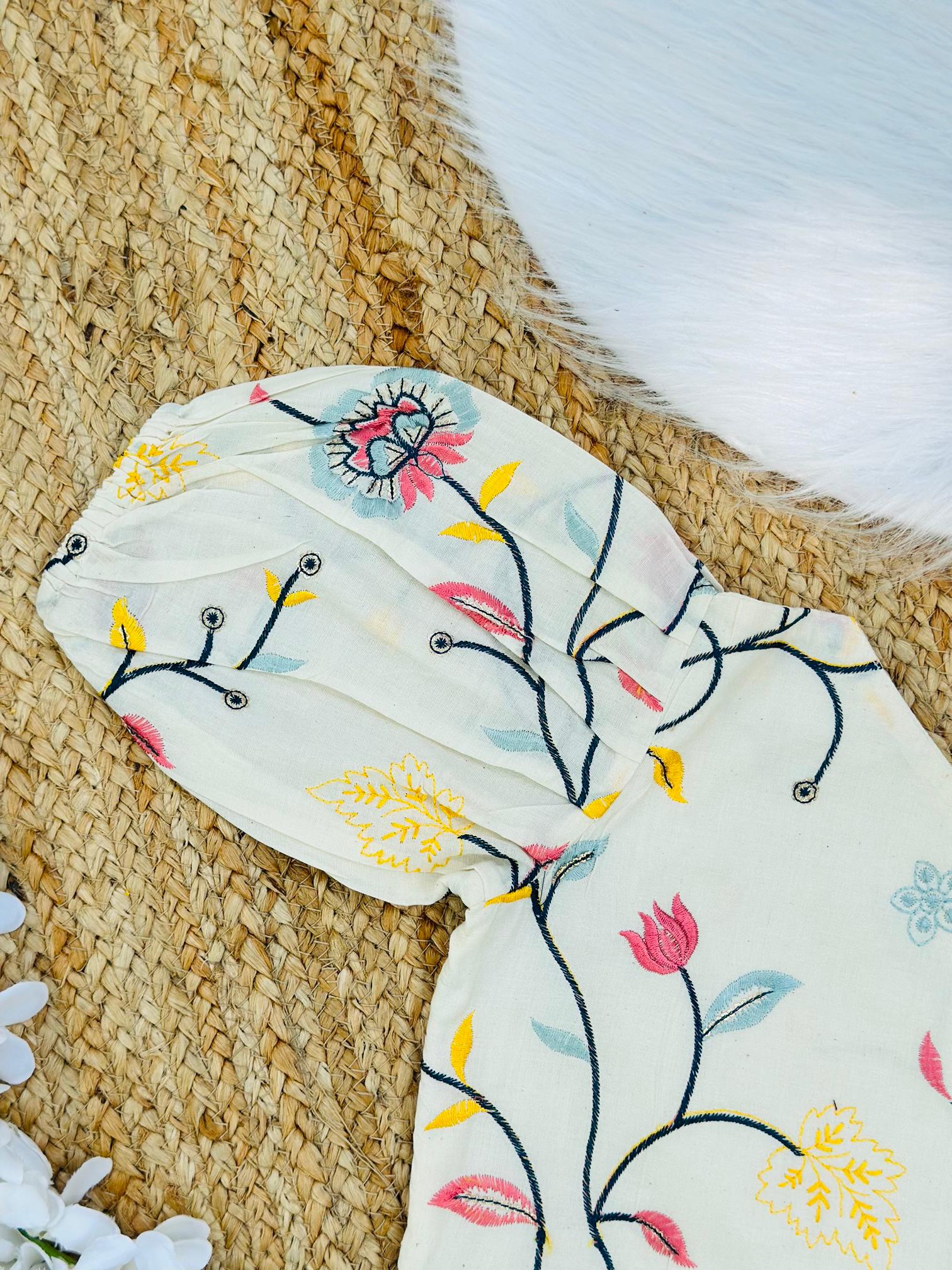 Super Hit Embroidery Work on Khadi Cotton Fabric Kids Cord-Set