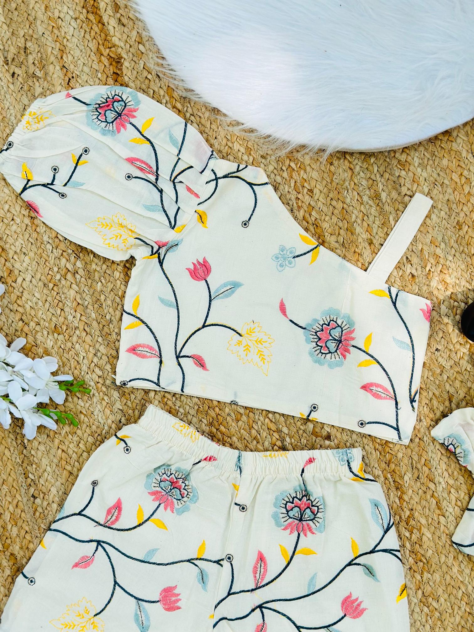 Super Hit Embroidery Work on Khadi Cotton Fabric Kids Cord-Set