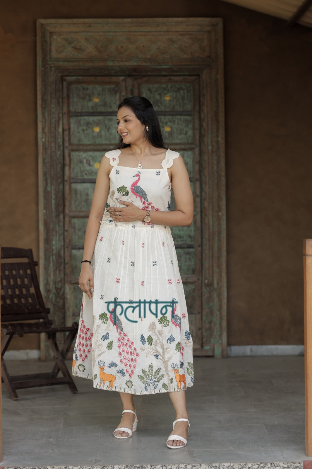 Venetian Embroidery Work On Pure Khadi Cotton Fabric maxi Frock