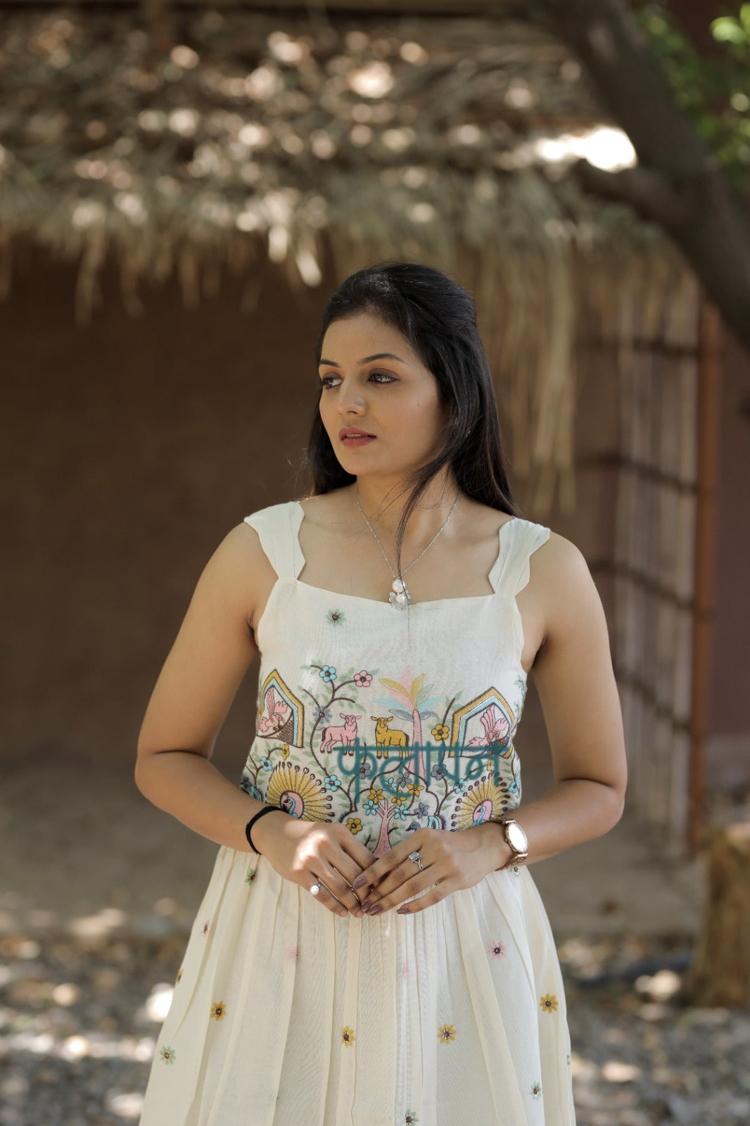 Magestic Pure Embroidery Work On Khadi Cotton Fabric maxi Frock