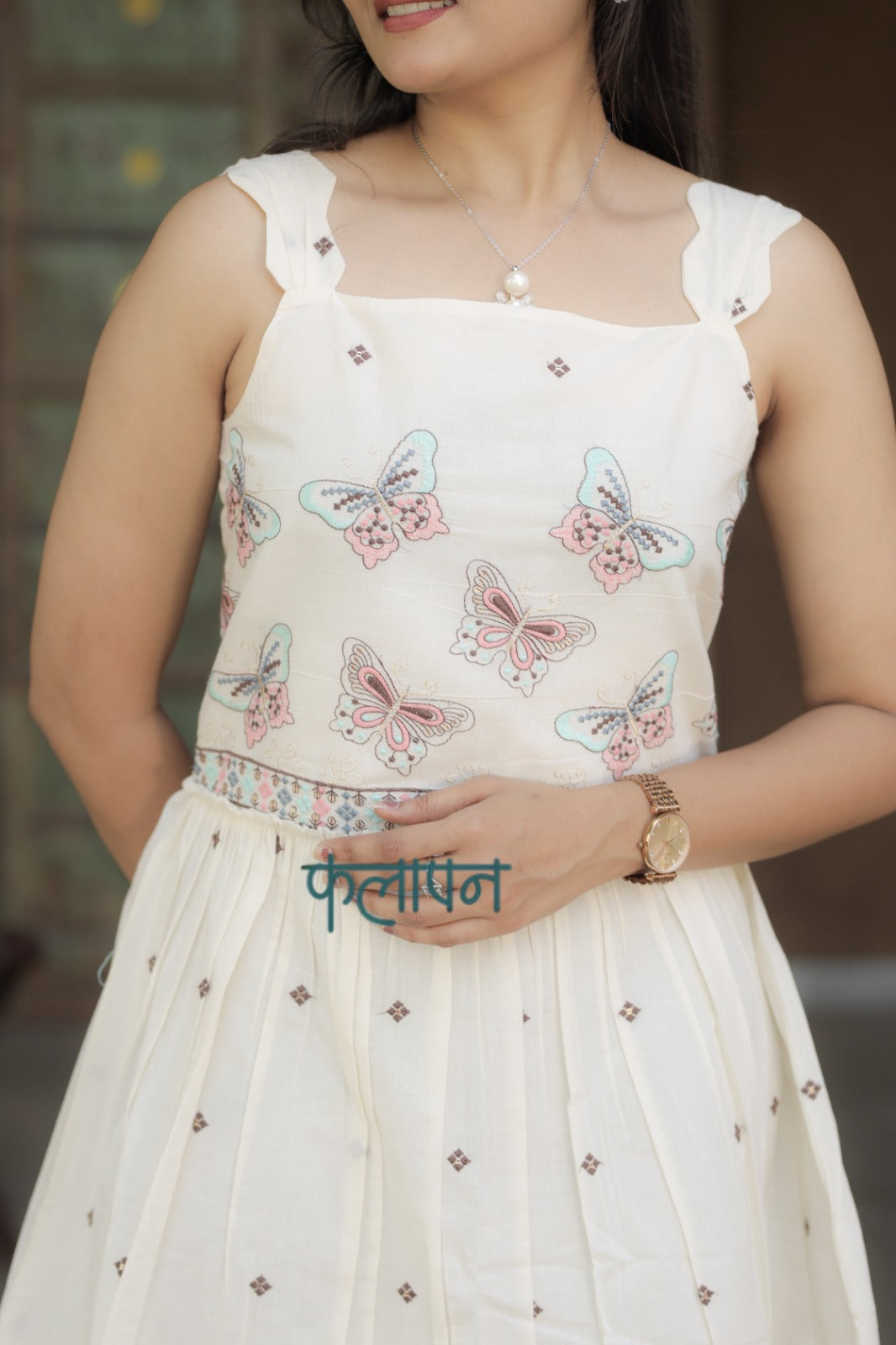 Vibrant Embroidery Work On Pure Khadi Cotton Fabric maxi Frock