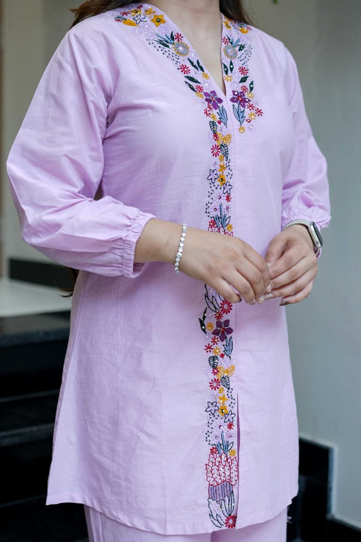 Trending  Pure Mul Cotton On Embroidery Work Cord-set