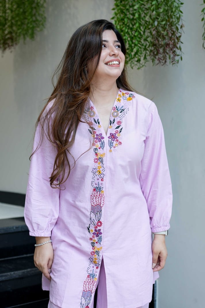 Trending  Pure Mul Cotton On Embroidery Work Cord-set