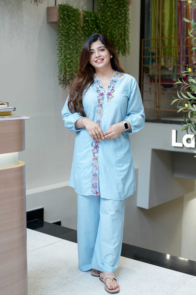 Trending  Pure Mul Cotton On Embroidery Work Cord-set