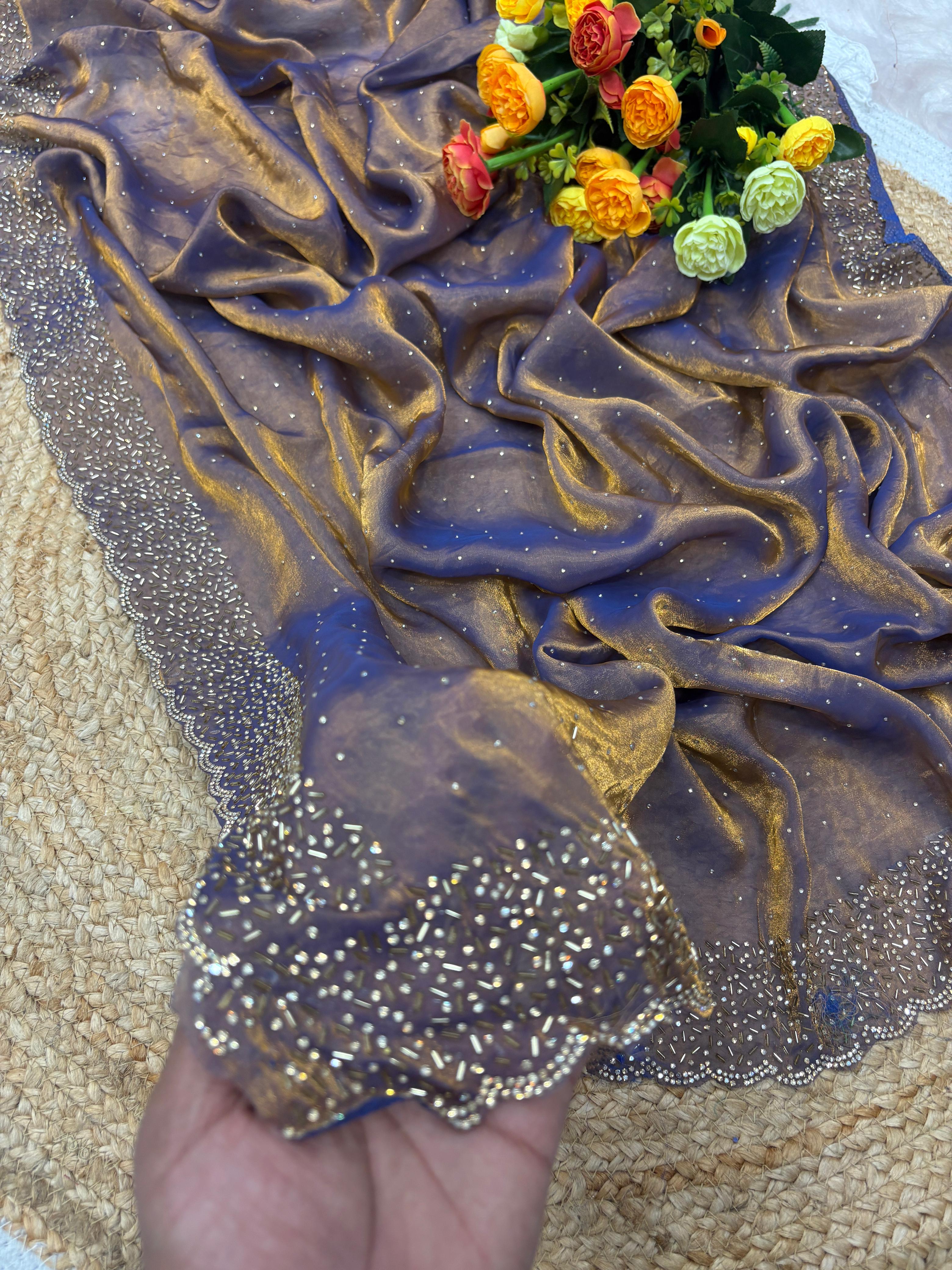 Tamanah Fendy Space Silk saree with Zarkhan work