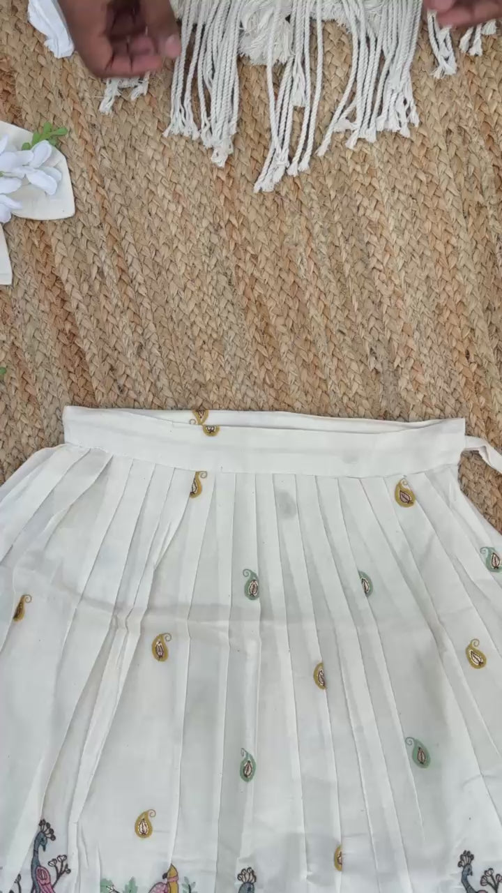 Byzantine Premium EmbroideryWork On Khadi Cotton Fabric Kids Lahenga Choli
