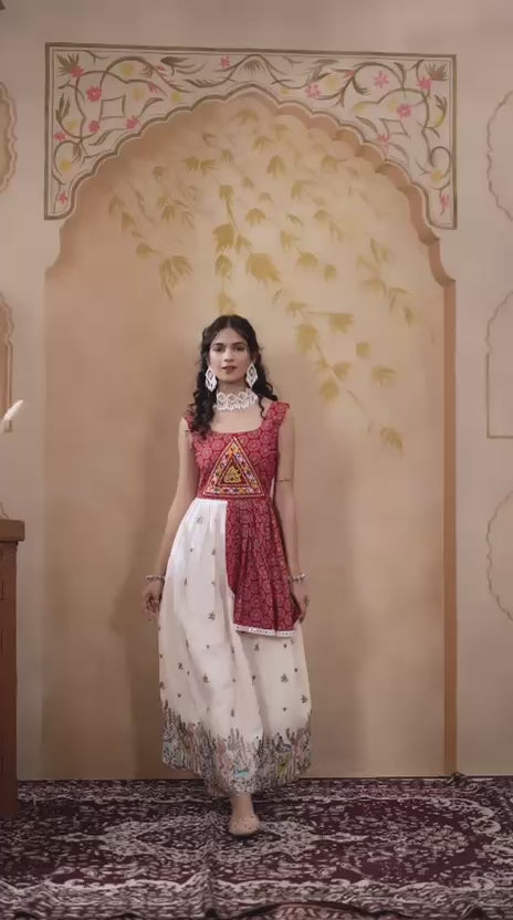 Navratri Special Pure Khadi Cotton Embroidery Work Gown
