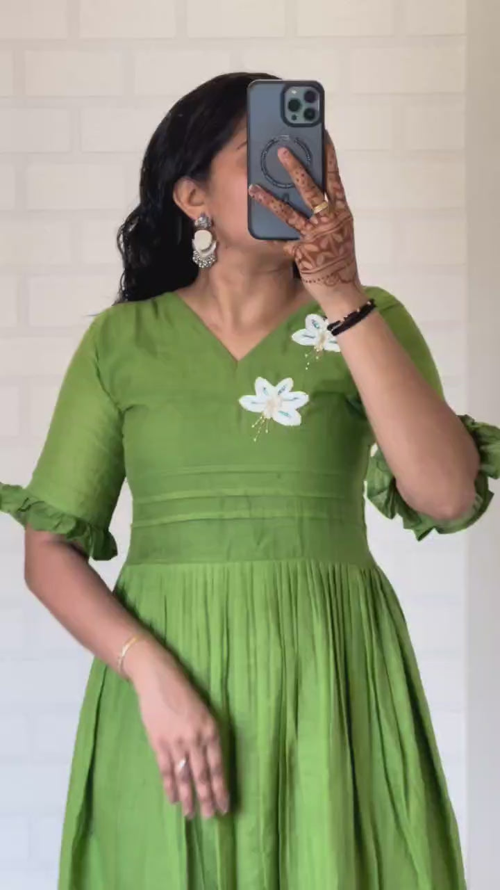 Flower Design Maggam Work Kurti Collection