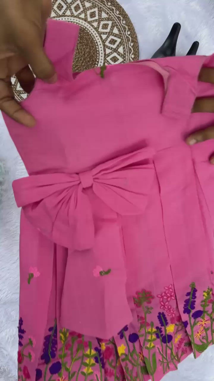 Super Hit Chain Work on Pure Khadi Cotton Fabric Kids Frock