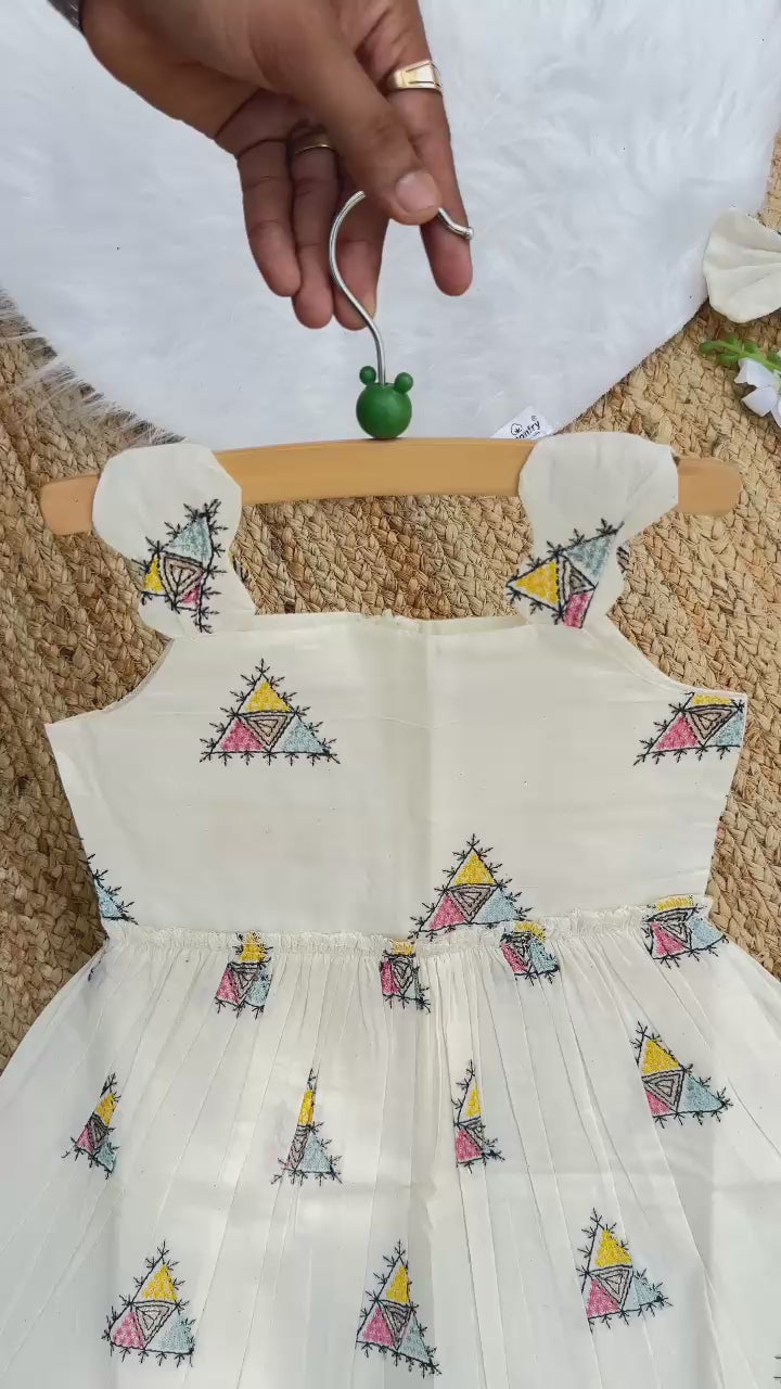 Luxury Khadi Cotton Heavy Embroidery Work Kids Frock