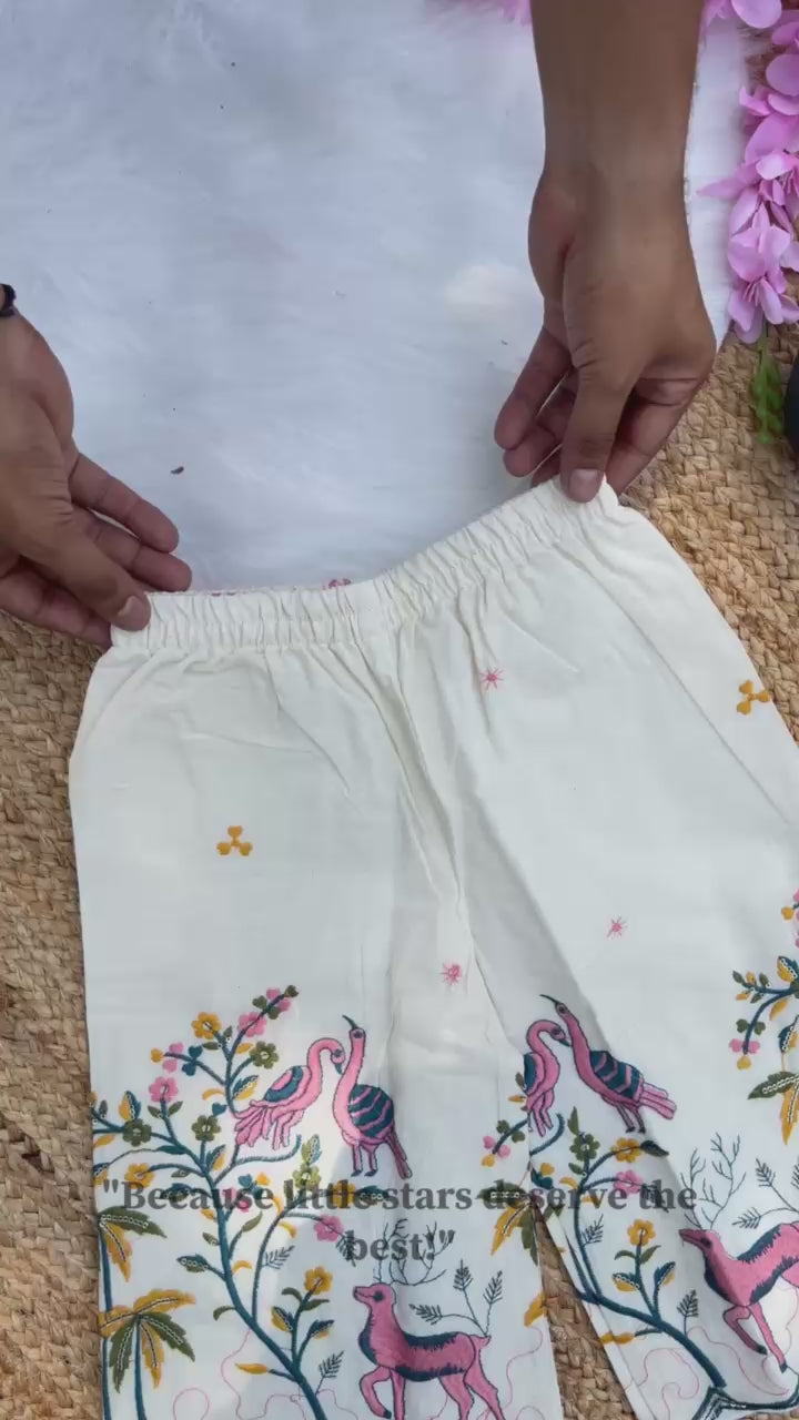 Innovative Embroidery Work on Khadi Cotton Fabric Kids Cord-Set