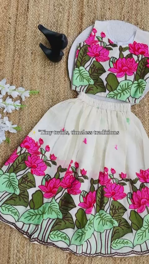Stylish Floral Embroidery Work Lehenga Choli for Kids
