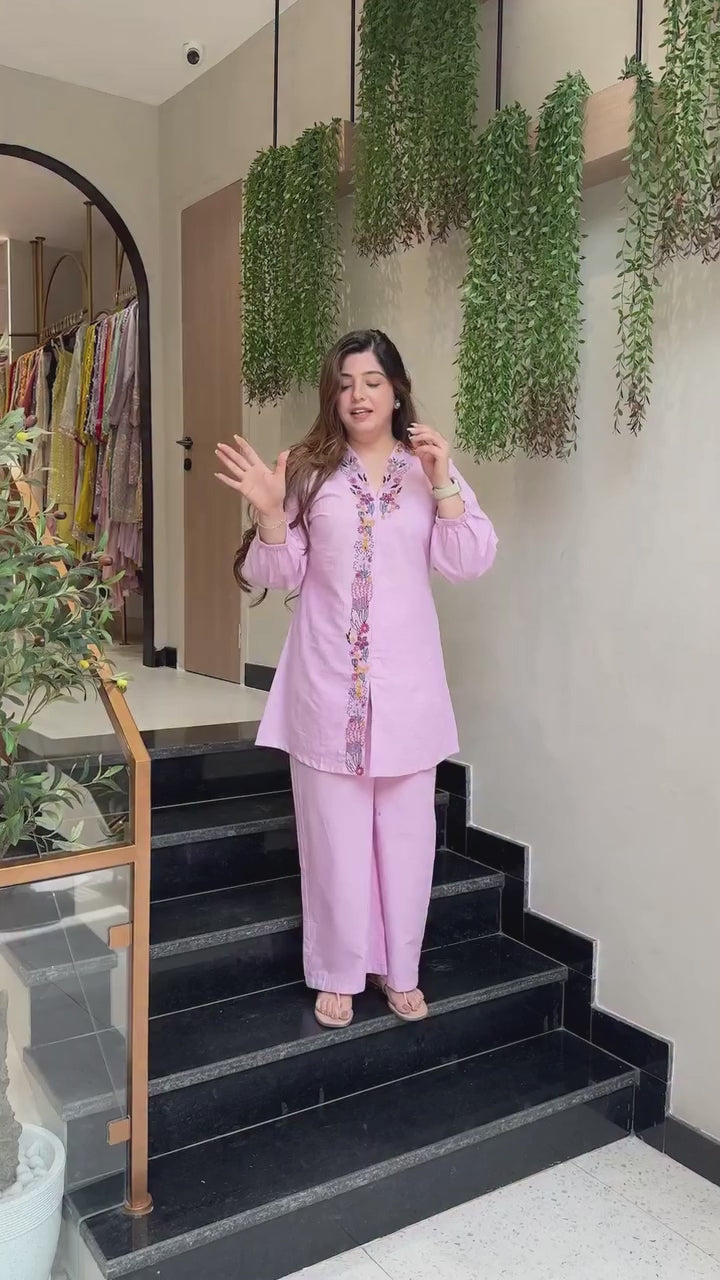 Trending  Pure Mul Cotton On Embroidery Work Cord-set
