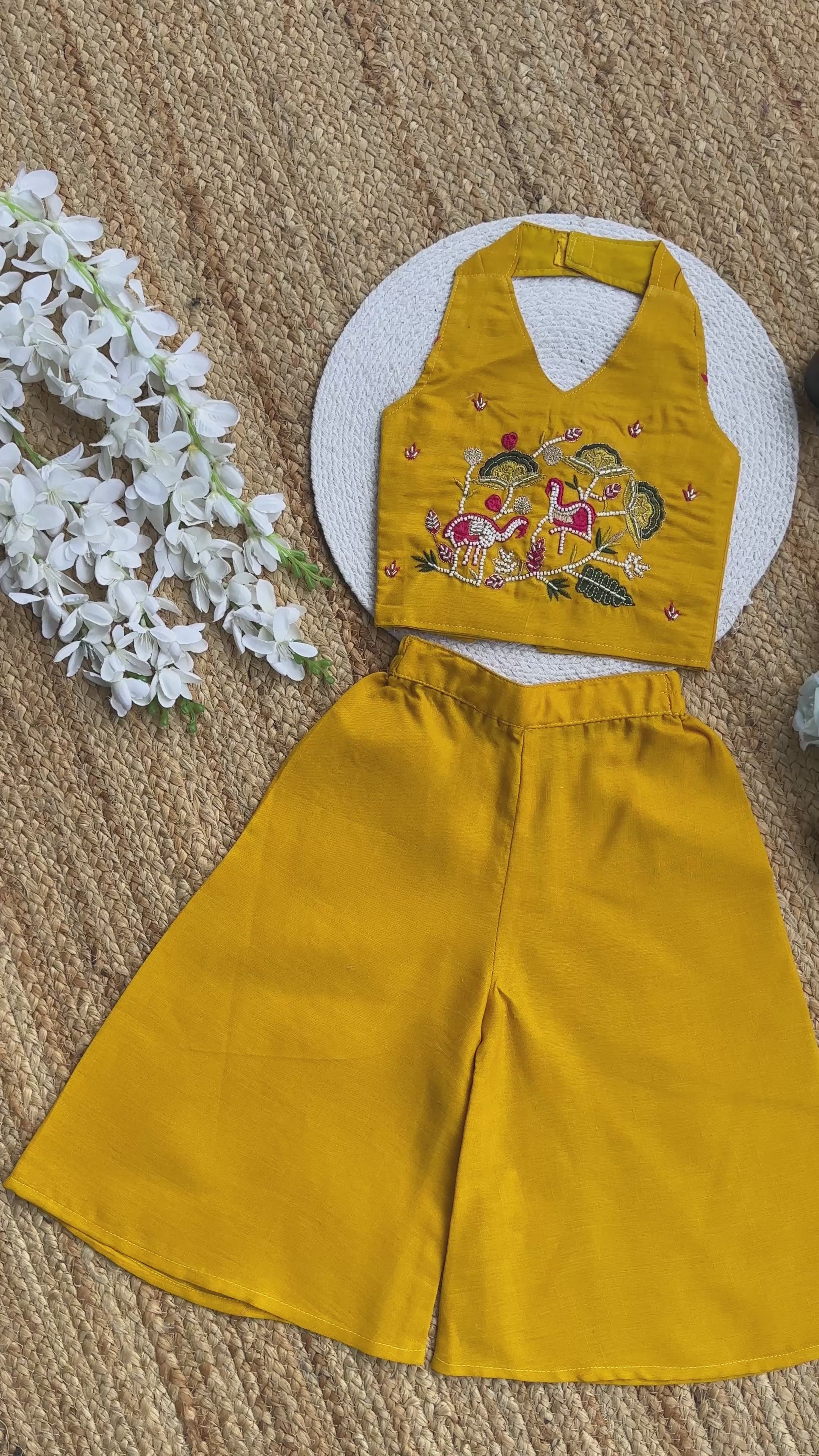 Trending Premium Pure Cotton Fabric With Hand Work Kids Cord-Set
