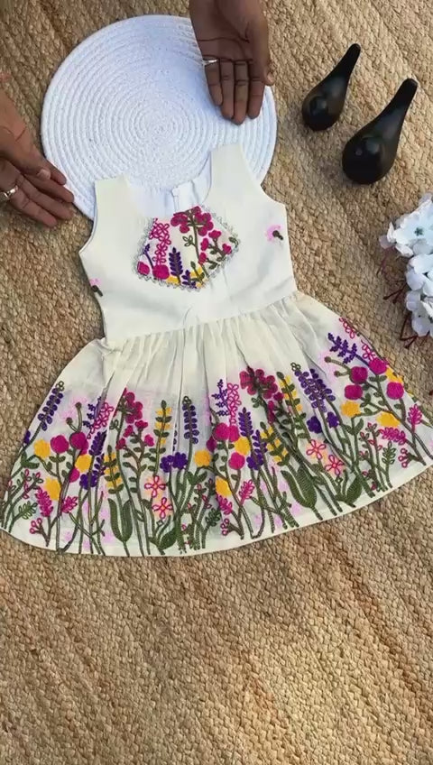 Super Hit Embroidery Work on Khadi Cotton Fabric Kids Cord-Set