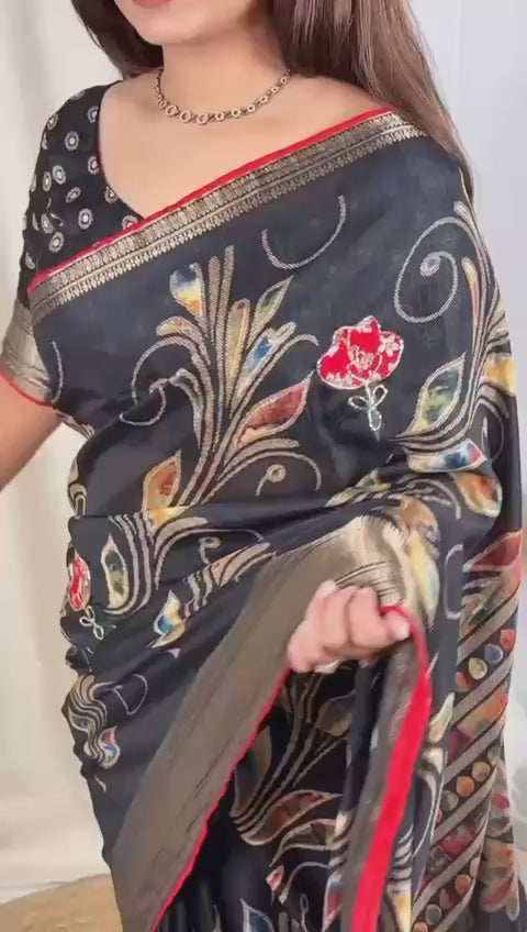 Effortless Designer applique saree for your upcoming festive season