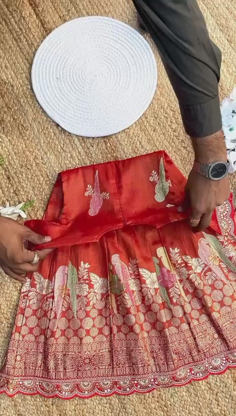 Elegant Dola Silk Fabric Coti Gown for Girls