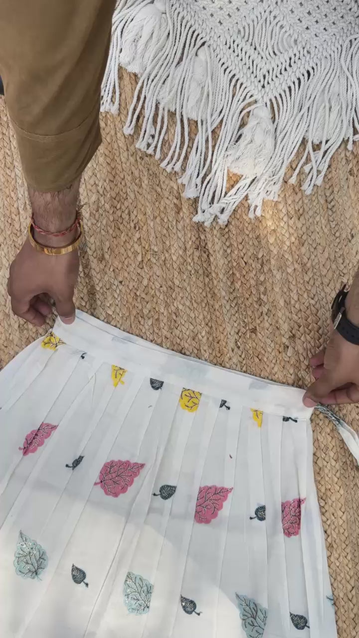 Exquisite Embroidery Work on Khadi Cotton Fabric Kids Lahenga Choli