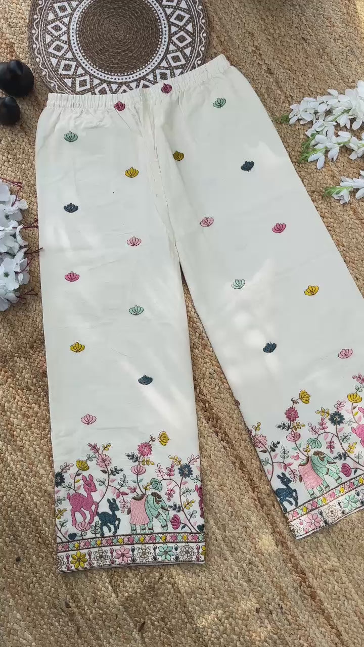 Effortless Khadi Cotton Fabric Embroidery Work Cord Set for Women