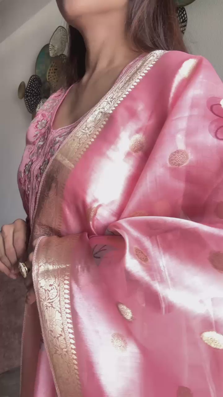 Hanaya Pure Roam Silk Fabric With Embroidery Work Kurta Set