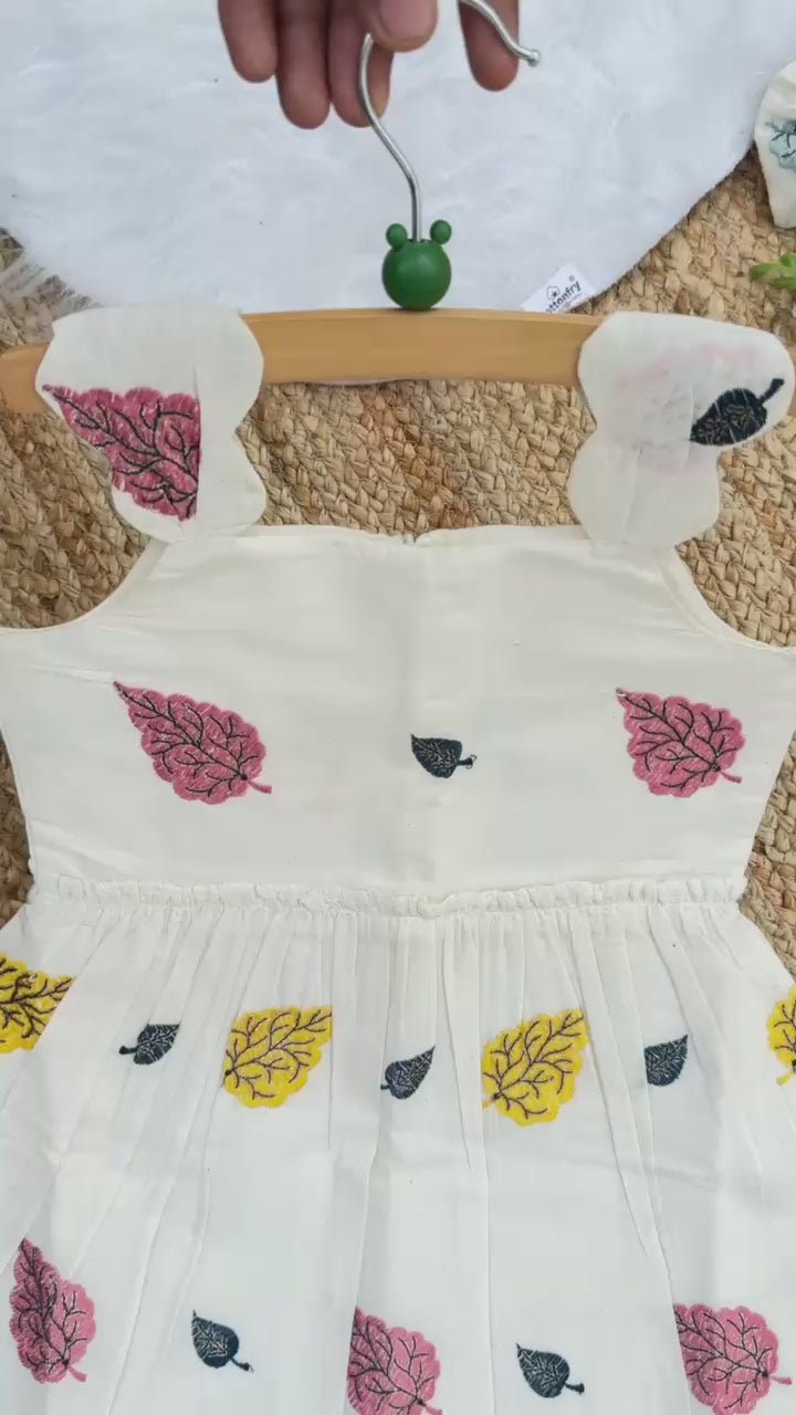 Magestic Embroidery Work on Khadi Cotton Fabric Kids Frock