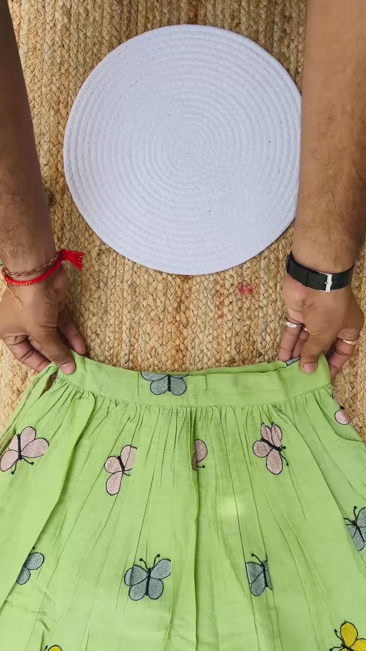 Fablous Embroidery Work on Khadi Cotton Fabric Kids Lahenga Choli