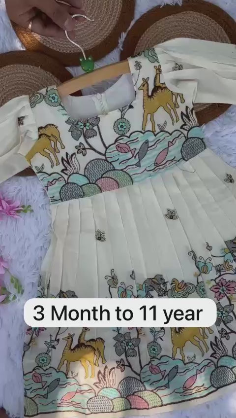 Premium Cotton Silk  Embroidery Work Frock for kids