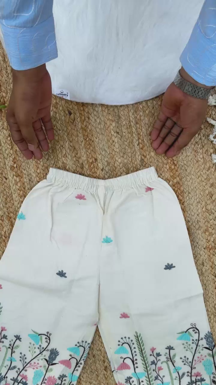 Venetian Embroidery Work on Khadi Cotton Fabric Kids Cord-Set